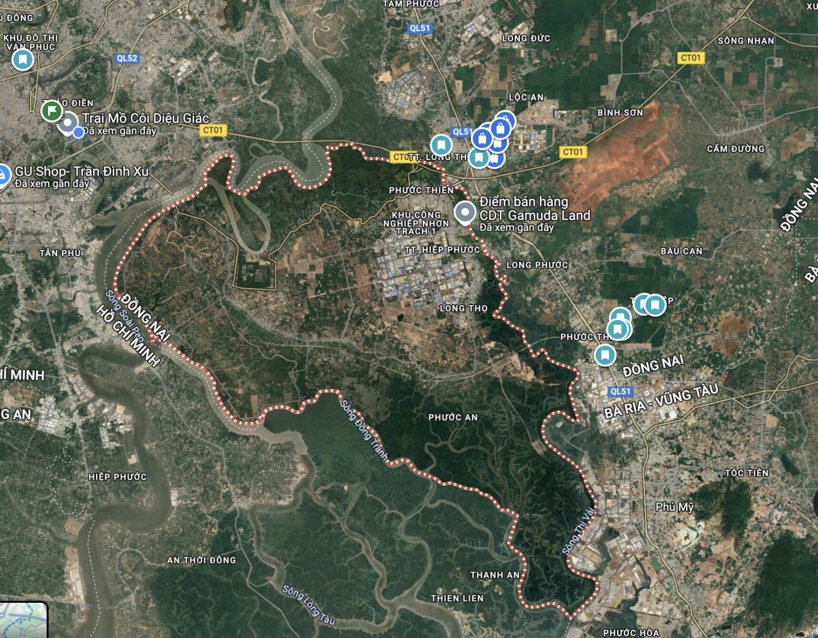 Vị trí huyện Nhơn Trạch trên google maps